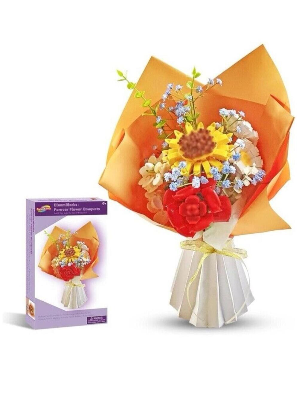 Flowers Bloom Blocks Bouquet Making Kit with Cute Roses and Sunflowers, New